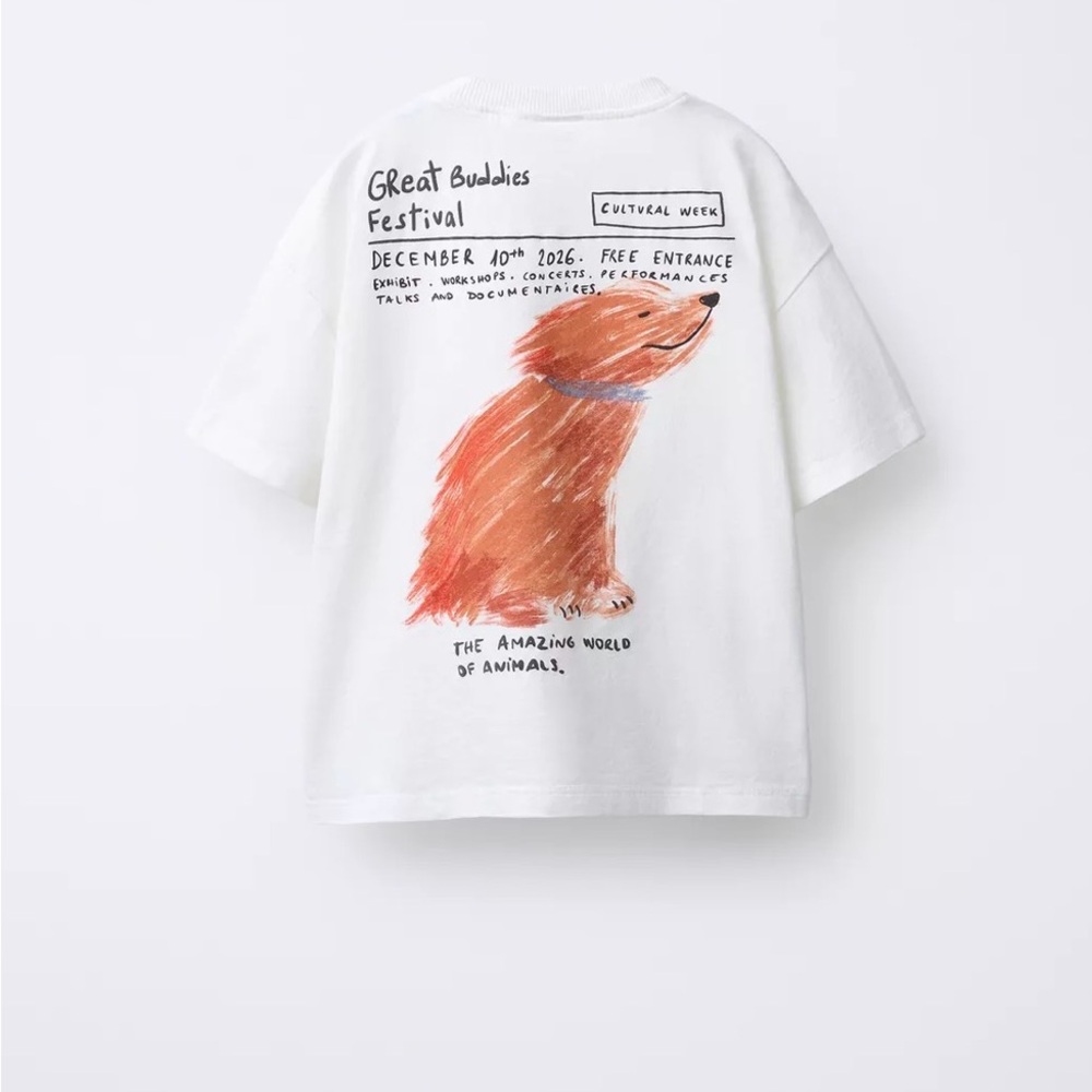 Zara Kids White Festival Graphic Tee
